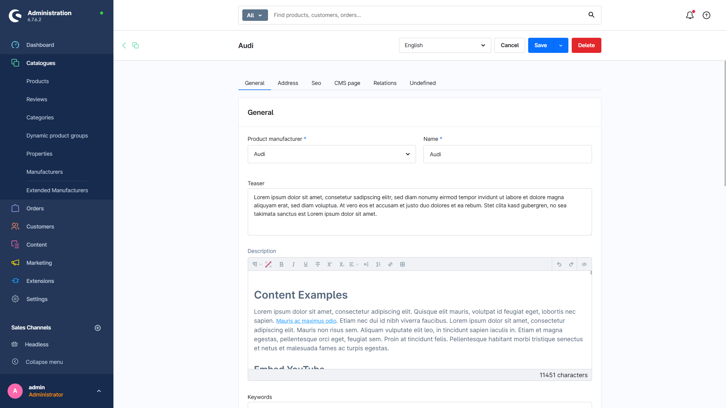 Allgemeine und Sichtbarkeit