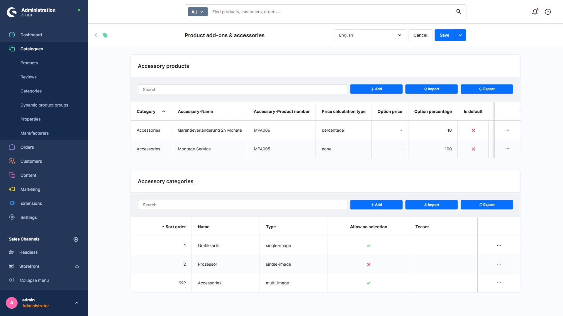 Dynamische Produktgruppe